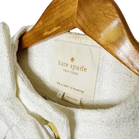Kate Spade New York Women's Size 2 White Dorothy Bow Front Tweed Jacket - Picture 7 of 12